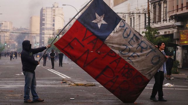 Protestas en las calles de Valparaíso.