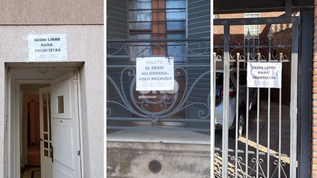 Vecinos protestan: frentistas de Candioti Sur colocaron carteles contra el estacionamiento medido.
