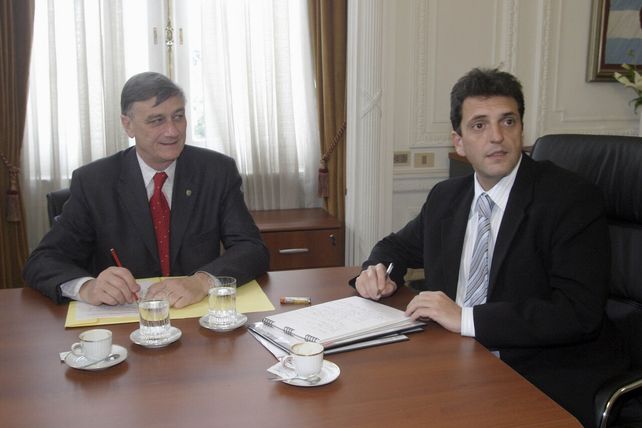 El ex jefe de Gabinete federal, Sergio Massa, recibió en julio 2008 al ex gobernador rosarino, Hermes Binner. 