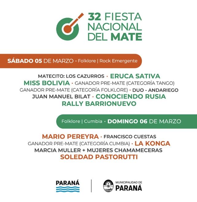 Se conocieron los artistas que estarán en la Fiesta del Mate