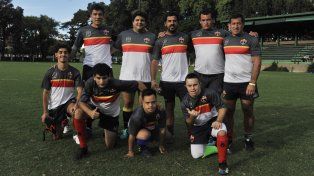 Mundialistas. Arriba: Puignero, Poza, Pozzo, Brofft y Bosch. Abajo: Fernández, Orselli, Costello y Sultano. Ausente: Candini