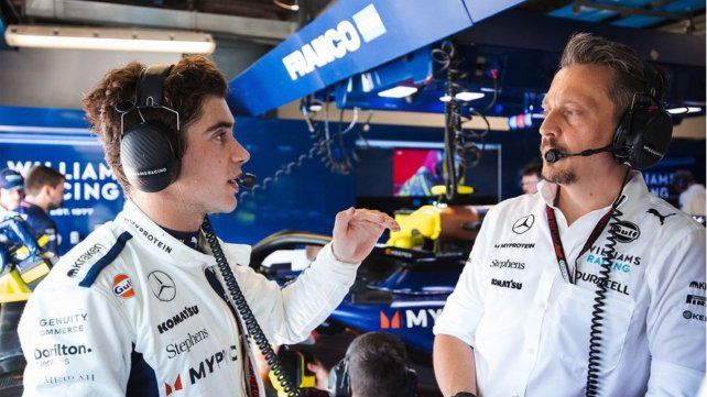 Franco Colapinto y el ingeniero Gaetan Jego de Williams