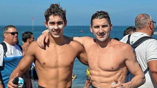 Gian Franco Turco (izquierda) logró mella de oro en los 5km en la prueba de aguas abiertas.