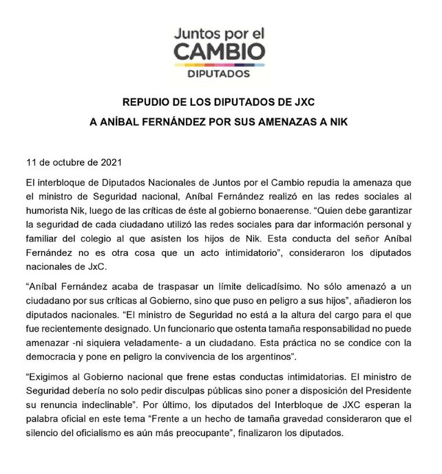 Aníbal Fernández le pidió perdón a Nik: Él vive agraviándonos y nadie le dice nada