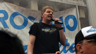 Sergio Copello, el líder&nbsp; de la UTA Rosario, en una de las últimas marchas en reclamo de aumento salarial.&nbsp;