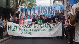 Sindicatos y organizaciones sociales se reunieron para repudiar la visita del presidente Javier Milei.