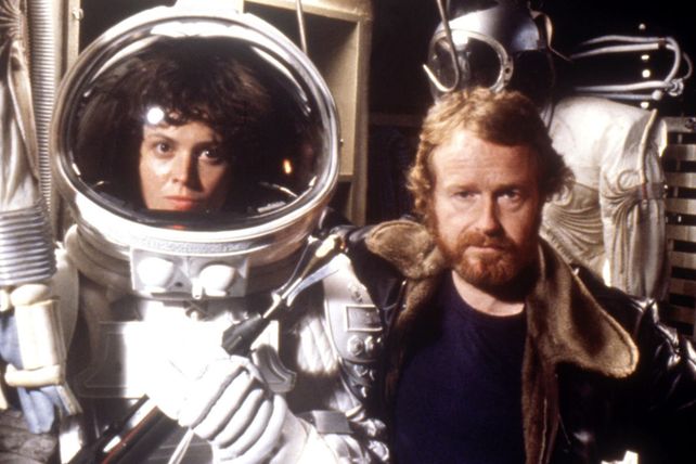 Sigourney Weaver y Ridley Scott durante el rodaje de Alien