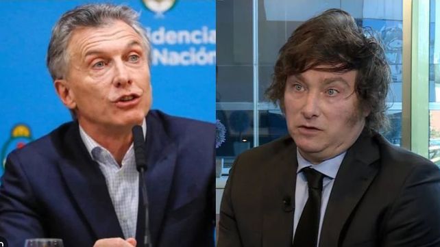 El ex presidente Mauricio Macri y el candidato a presidente Javier Milei (LLA)