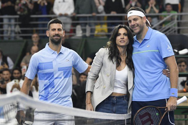 Novak Djokovic junto a Gabriela Sabatini y Juan Martín del Potro.
