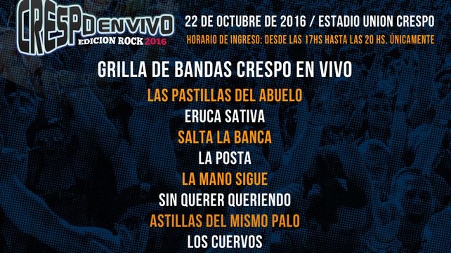 Brindaron más detalles del Crespo en Vivo Edición Rock 2016