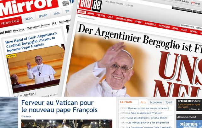 Algunos de los miles de portales en el mundo que encabezaron con la designación de Bergoglio.