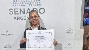 Fátima Heinze en el Senado en Buenos Aires.