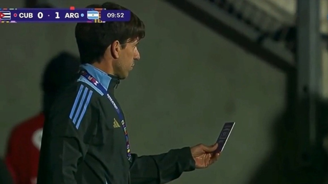 Diego Placente solicitó dos revisiones sin éxito antes de los 20 minutos de partido.