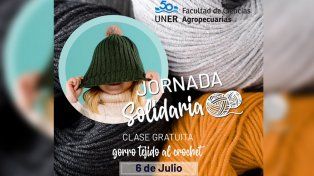 La jornada de crochet será este jueves 6 de julio y es organizado por la Tecnicatura en Jardinería, en Oro Verde. Se tejerán gorros de niños para donar&nbsp;