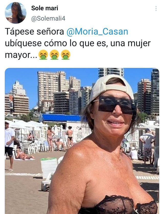 Una mujer cuestionó una foto de Moria Casán en bikini y la diva la fulminó: Tapate vos, imbécil