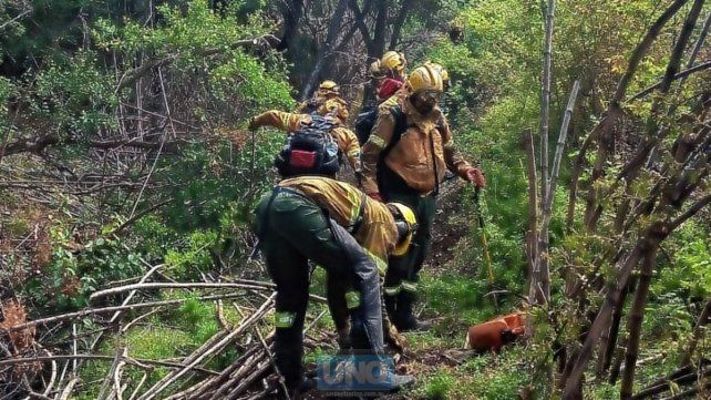 Brigadistas entrerrianos combaten el fuego en el Parque Nacional Los Alerces