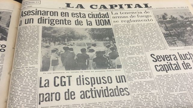 Así abrió su portada La Capital el sábado 22 de febrero de 1975.&nbsp;