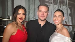 Pampita junto a Matt Damon y su esposa Luciana Barroso en un evento en Nueva York.&nbsp;