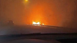 Incendio en la autopista Rosario - Santa Fe