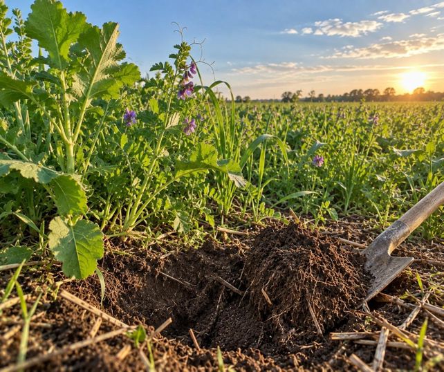 Así se ve el suelo de un campo que incorpora cultivos de servicio en sus rotaciones