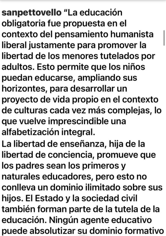 La publicación de Sandra Pettovello