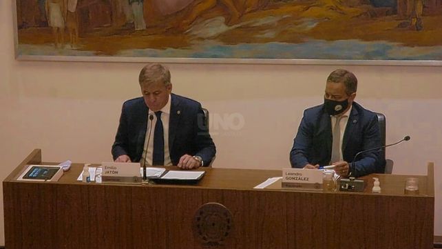 EL intendente Emilio Jatón junto al presidente del Concejo