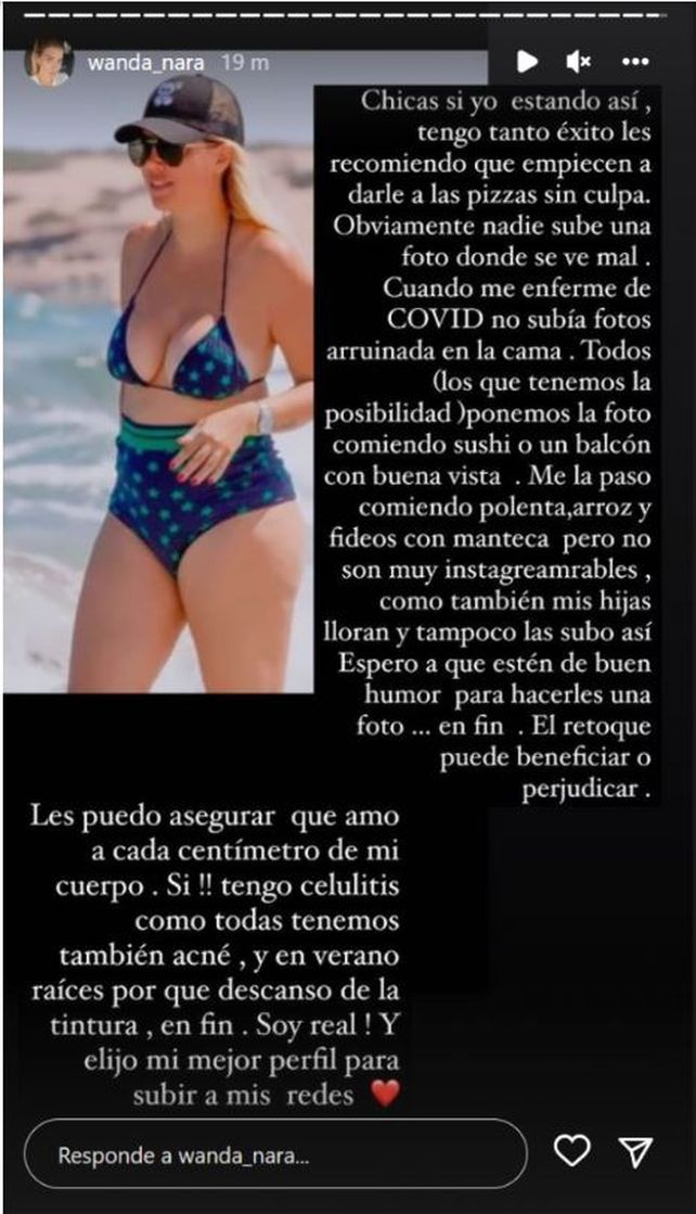 Wanda Nara habló sobre sus fotos al natural en Ibiza sin Photoshop: Tengo celulitis, como todas