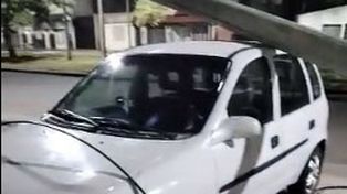 La columna cayó sobre el techo de un auto estacionado en avenida Francia al 3100.