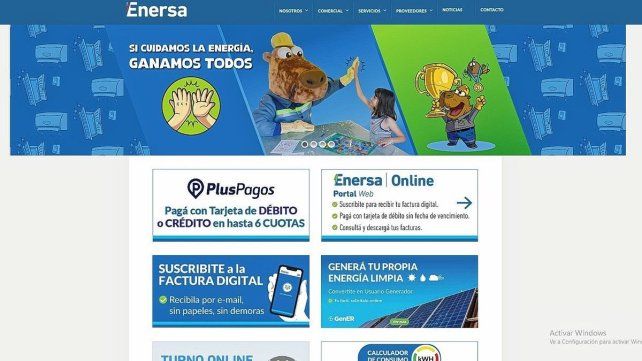 Enersa advirtió sobre un sitio web falso y estafas virtuales.