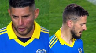 Carlos Zambrano y Darío Benedetto se trenzaron al final del primer tiempo ante Racing.&nbsp;