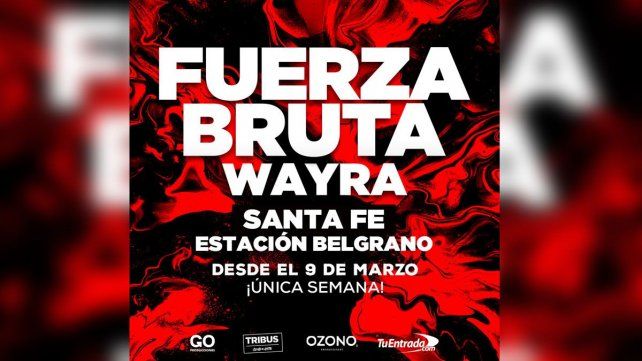 Fuerza Bruta Wayra se presentará en la Estación Belgrano