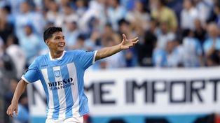 Teo Gutiérrez, en la época en que jugó en Racing. Luego el futbolista tendría un paso por Central.&nbsp;