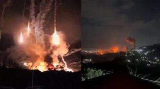 Ataque de Estados Unidos a Venezuela. Una columna de humo se eleva durante múltiples explosiones en la madrugada del 3 de enero en Caracas.