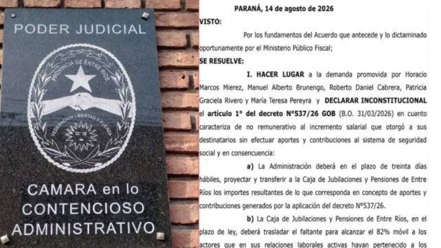 Aumentos sin aportes: la Justicia de Entre Ríos los declaró inconstitucionales