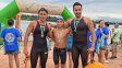Los primeros tres nadadores que llegaron a la meta en la tradicional prueba en el río Uruguay. Los primeros tres nadadores que llegaron a la meta en la tradicional prueba en el río Uruguay.