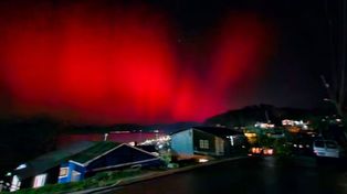 Espectaculares auroras australes pudieron observarse esta noche en Ushuaia.