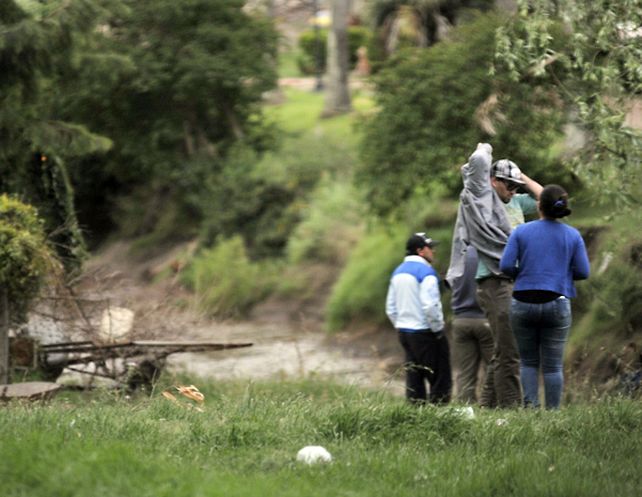 En plena búsqueda. Cerca de la desembocadura del arroyo San Lorenzo