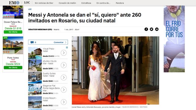 La boda de Messi en el diario El Mundo.&nbsp;