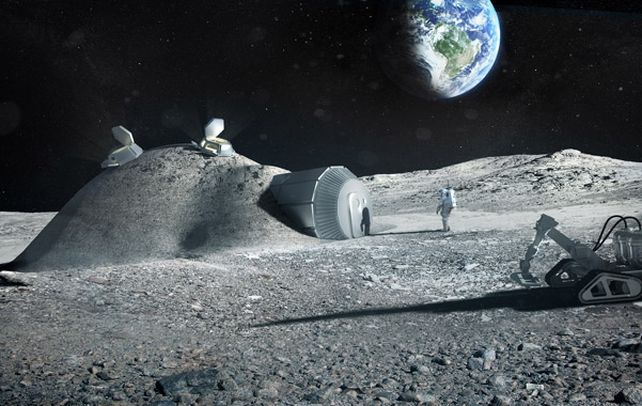 Bosquejo. Imagen digital de las instalaciones que se construirían empleando robots. Después llegaría el hombre.