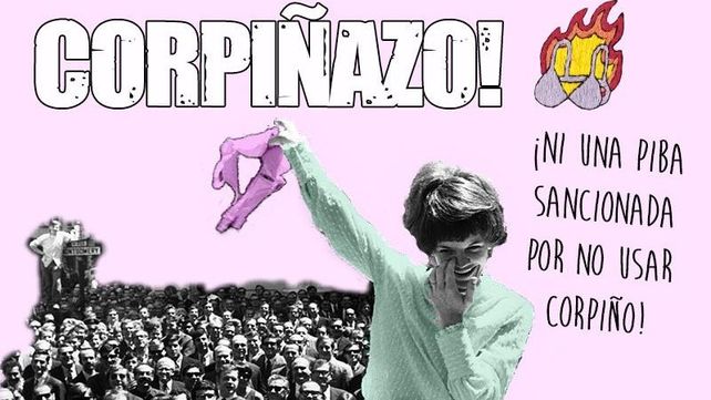 Corpiñazo para repudiar la sanción a una alumna por no usar corpiño