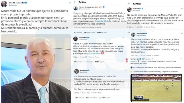 Mauro Viale: políticos y famosos expresaron pesar por su deceso&nbsp;