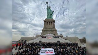 En la Estatua de la Libertad, activistas judíos pidieron el cese del fuego en Gaza