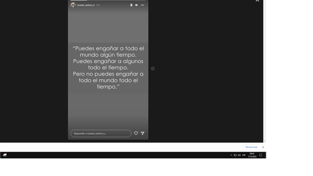 El posteo de Ricardo Carloni en su cuenta de Instagram.
