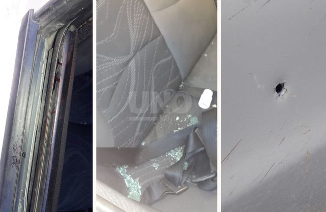 El auto en dónde fue baleada la mujer de 26 años.