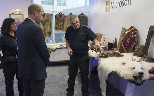El príncipe William de Gran Bretaña visita la sede de Microsoft para aprender cómo la nueva tecnología de escaneo de inteligencia artificial puede aumentar la detección de productos ilegales de vida silvestre que se trafican a través de los aeropuertos internacionales