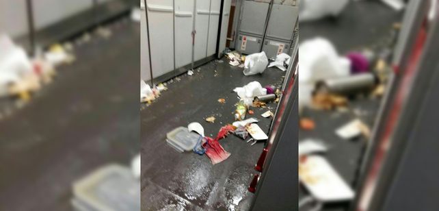 Algunos pasajeros e integrantes de la tripulación debieron ser revisados por personal médico tras aterrizar en Ezeiza. (fotos Twitter: @alebabato y @aldonzalcocer)