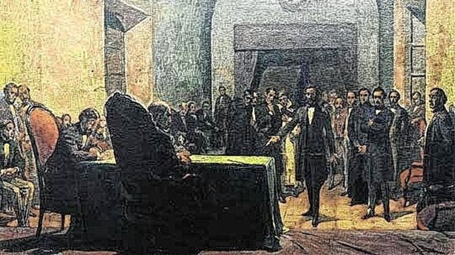 La icónica imagen de los constituyentes firmando la Constitución Nacional en la ciudad de Santa Fe