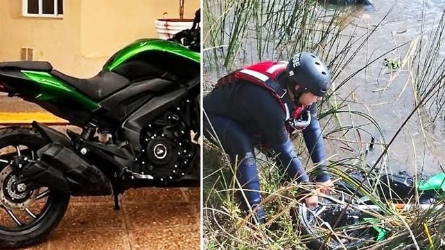 San José: recuperaron moto sumergida en una laguna y un joven fue detenido por encubrimiento