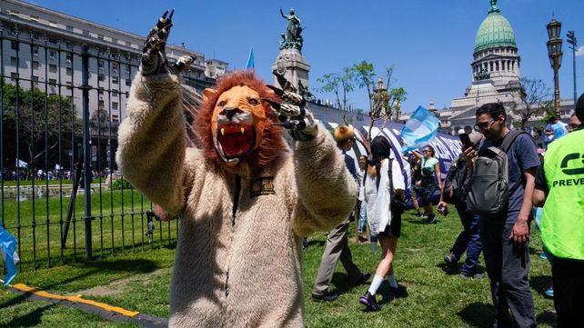 Los simpatizantes de Milei coparon las inmediaciones del Congreso para la asunción
