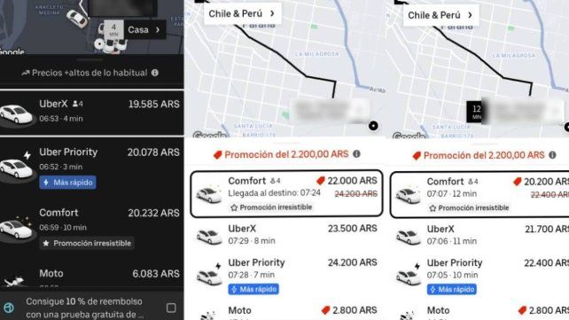 Se dispararon los precios de Uber y Didi por el paro general y la tormenta en Paraná